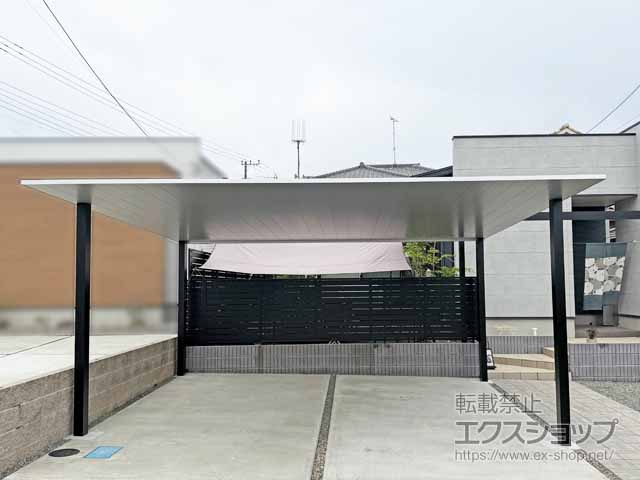 静岡県富士市のYKKAPのカーポート プレーンルーフ 600タイプ 2台用 単体セット ツートーン 積雪～20cm対応 施工例