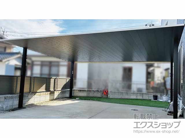 熊本県天草市のYKKAPのカーポート プレーンルーフ 600タイプ 2台用 単体セット ツートーン 積雪～20cm対応 施工例