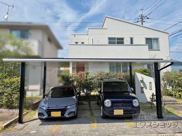 鹿児島県霧島市のYKKAPのカーポート プレーンルーフ 600タイプ 2台用 単体セット ツートーン 積雪～20cm対応 施工例
