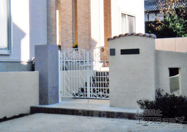 埼玉県春日部市のの門扉 ラヴェール 門扉3型 両開き 門柱 施工例