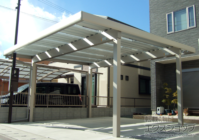 兵庫県姫路市ののカーポート ジーポートneo Aタイプ 2台用 積雪〜100ｃｍ対応 施工例