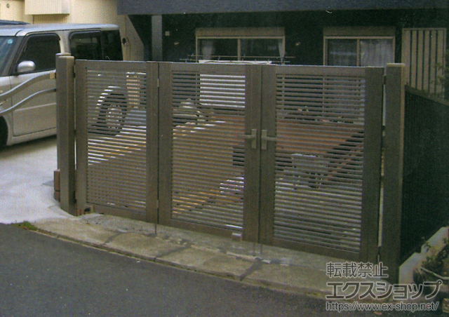 神奈川県川崎市のの機能門柱・ポスト シャレオＲ1型 3枚折戸 施工例