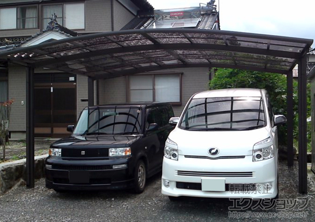 京都府福知山市のLIXIL リクシル（トステム）のカーポート カーブポートシグマIII ワイド　積雪〜30cm対応 施工例