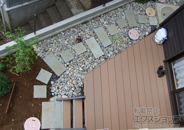 千葉県習志野市のLIXIL リクシル（トステム）のウッドデッキ リコステージII＋ステップ2段 施工例