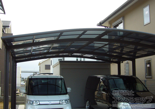 奈良県磯城郡川西町のLIXIL リクシル（トステム）のカーポート カーブポートシグマIII ワイドタイプ　延長　積雪〜30cm対応 施工例