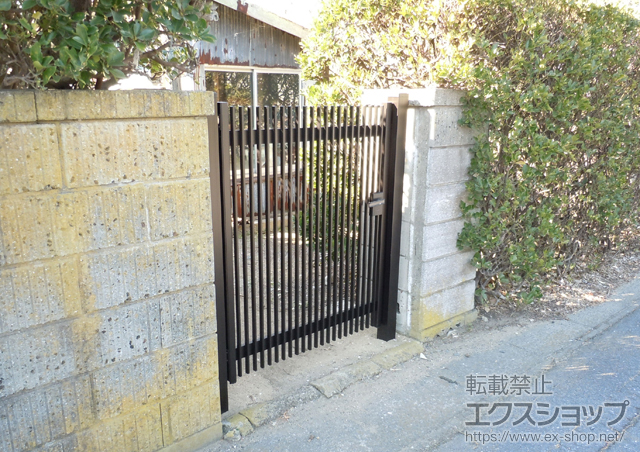 茨城県神栖市のの門扉 ハイ千峰 片開き 柱仕様 施工例