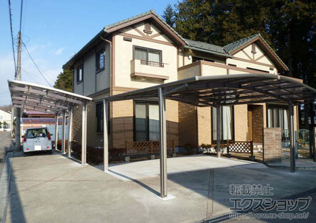 栃木県日光市のLIXIL リクシル（トステム）のカーポート カーブポートシグマIII ワイド 積雪〜30?対応 施工例