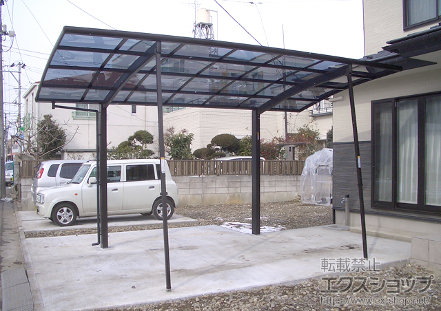 宮城県仙台市ののカーポート プレシオスポート　積雪〜20cm対応+着脱式サポート（標準・ハイルーフ兼用2本入り 施工例