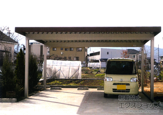 長野県中野市ののカーポート レオンポートneo 2台用　積雪〜50cm対応 施工例