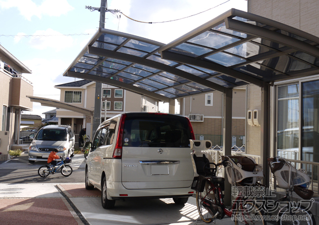 岡山県岡山市のLIXIL リクシル（トステム）のカーポート カーブポートシグマＩＩＩ　積雪〜30?対応 施工例