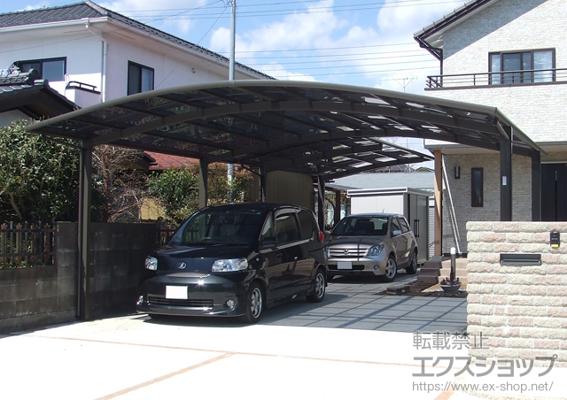 茨城県笠間市のLIXIL リクシル（トステム）のカーポート カーブポートシグマIII 積雪〜30?対応 施工例