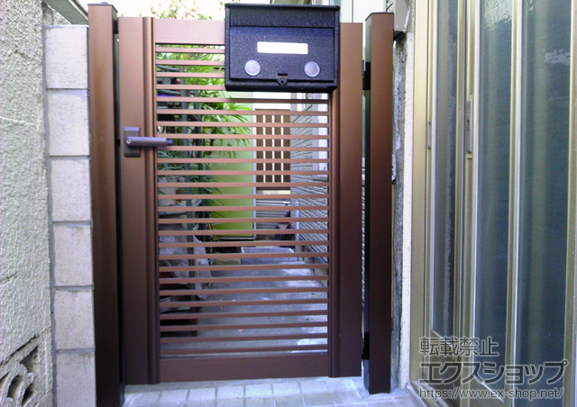東京都北区のの門扉 プレシオス門扉 横格子 片開き 門柱仕様 施工例