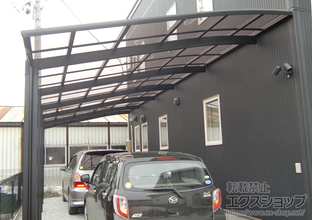 岩手県奥州市のLIXIL リクシル（トステム）のカーポート ルーフポートシグマIII 1500 縦連棟 積雪〜50cm対応 施工例