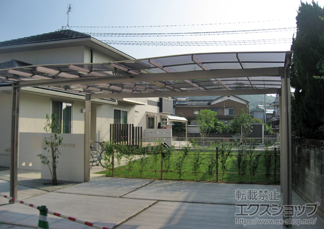 大分県津久見市のLIXIL リクシル（トステム）のカーポート エックスルーフ ワイド 積雪〜30?対応 施工例