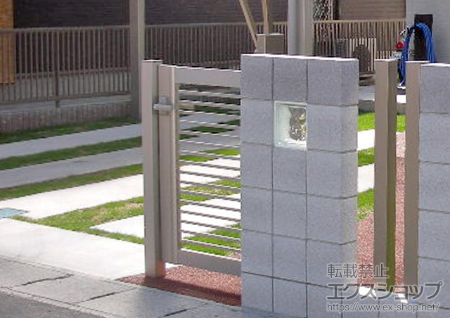 静岡県磐田市のの門扉 エクスライン12型　片開門柱式 施工例