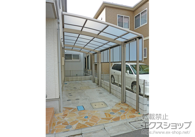 埼玉県戸田市のLIXIL リクシル（トステム）のカーポート カーブポートシグマIII 延長 積雪〜30cm対応＋サイドパネルH800 50+14タイプ用 施工例