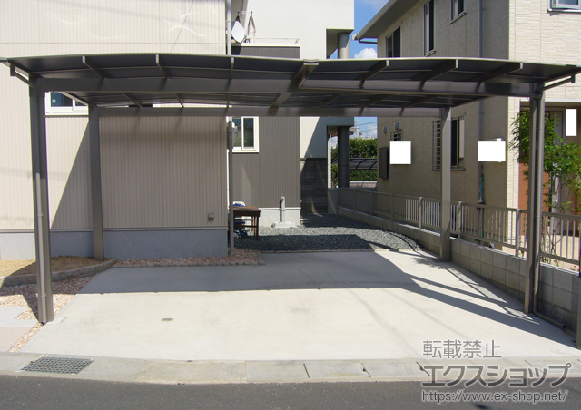 京都府福知山市のLIXIL リクシル（トステム）のカーポート エックスルーフ ワイド 積雪〜30cm対応 施工例