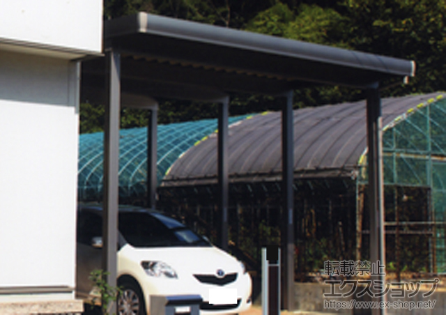 広島県福山市のLIXIL リクシル（トステム）のカーポート テリオスポートII 4500 2台用 積雪〜150cm対応 施工例