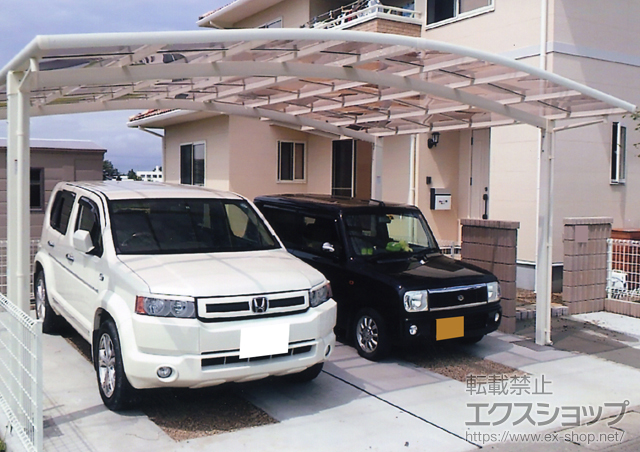 宮城県登米市のLIXIL リクシル（トステム）のカーポート カーブポートシグマIII ワイド　積雪〜20cm対応 施工例