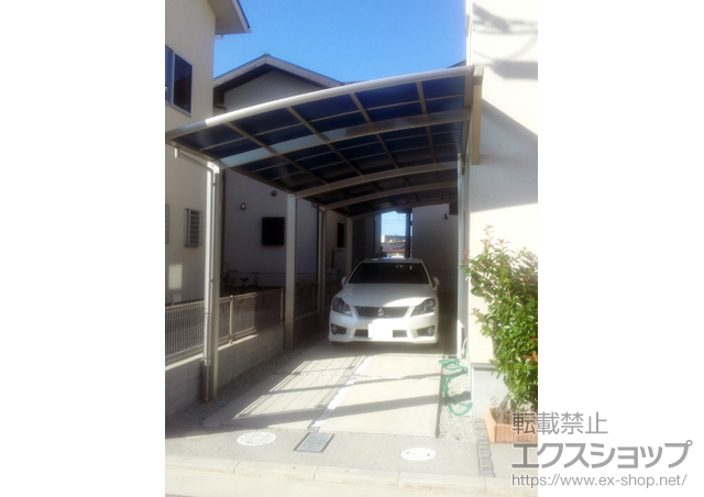 兵庫県加古川市ののカーポート レイナベーカポート 縦連棟 積雪〜20cm対応＋汎用形材　70角柱 施工例