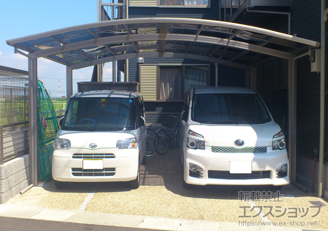 京都府相楽郡のLIXIL リクシル（トステム）のカーポート プレシオスポート ワイド 積雪〜20cm対応 施工例