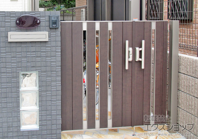 東京都練馬区のの門扉 ライフモダン門扉II SA型 親子開き 柱使用 施工例