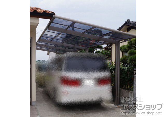 熊本県菊池郡菊陽町のLIXIL リクシル（トステム）のカーポート レークポートシグマIII 縦連棟 積雪〜30?対応 施工例