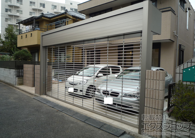 東京都西東京市ののガレージシャッター ワイドシャッター Fタイプ 2台用 ステン 施工例