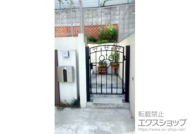 千葉県千葉市のLIXIL リクシル(新日軽)の門扉 ディズニー門扉 ミッキーA型 片開き 角門柱式 施工例