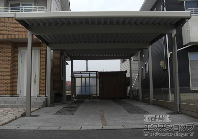 宮城県大崎市のLIXIL リクシル（トステム）のカーポート ジーポートneo Aタイプ 2台用 積雪〜100ｃｍ対応 施工例
