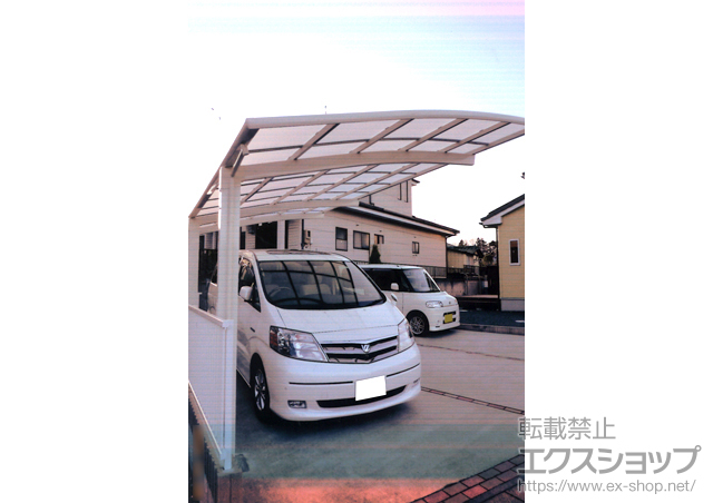 宮城県宮城郡七ヶ浜町のLIXIL リクシル（トステム）のカーポート カーブポートシグマIII 延長　積雪〜30?対応 施工例