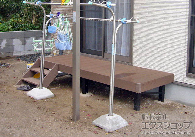 鹿児島県鹿児島市ののウッドデッキ リウッドデッキ200＋ステップ2段（Sタイプ） 施工例