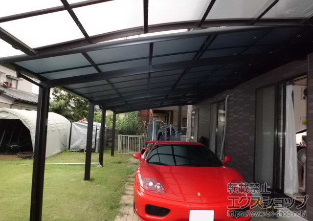 群馬県太田市のLIXIL リクシル（トステム）のカーポート ルーフポートシグマIII 縦連棟 積雪〜20cm対応 施工例