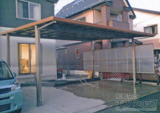 宮城県東松島市ののカーポート アーキデュオ プレミアムワイド マテリアルカラー　積雪〜20cm対応+アーキデュオ プレミアムワイド用　サイドパネル　1段標準用 施工例