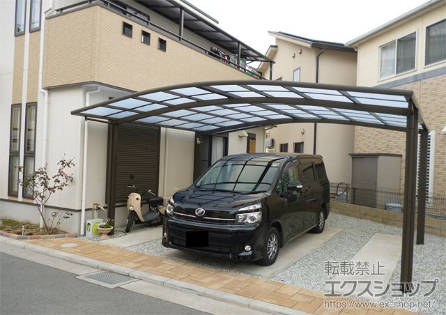 兵庫県加古川市のLIXIL リクシル（トステム）のカーポート カーブポートシグマIII ワイド 積雪〜20cm対応 施工例