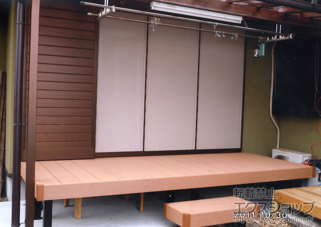 三重県鈴鹿市ののウッドデッキ リウッドデッキ 200 単体+独立式 リウッドステップ 施工例