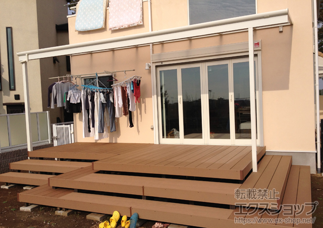 神奈川県川崎市のLIXIL リクシル（トステム）のテラス屋根 パワーアルファ F型 テラスタイプ 単体 積雪〜30cm対応 施工例