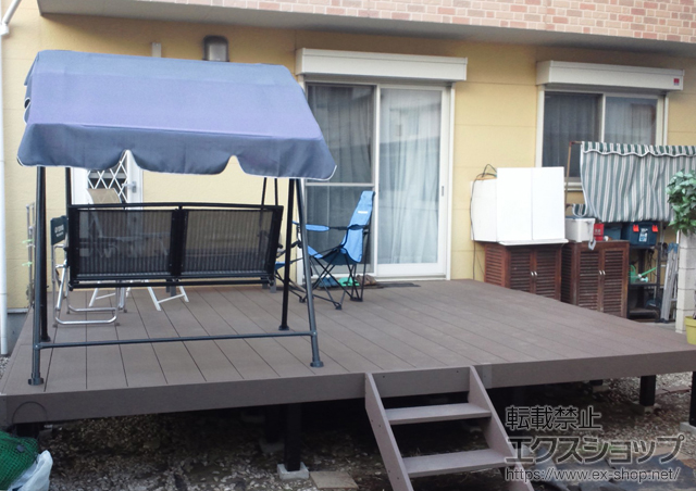 東京都北区ののウッドデッキ リウッドデッキ200 単体+リウッドステップ4型 Lタイプ2段 施工例