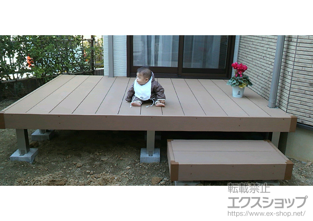 愛知県名古屋市ののウッドデッキ リウッドデッキ200+独立式リウッドステップ×1 施工例