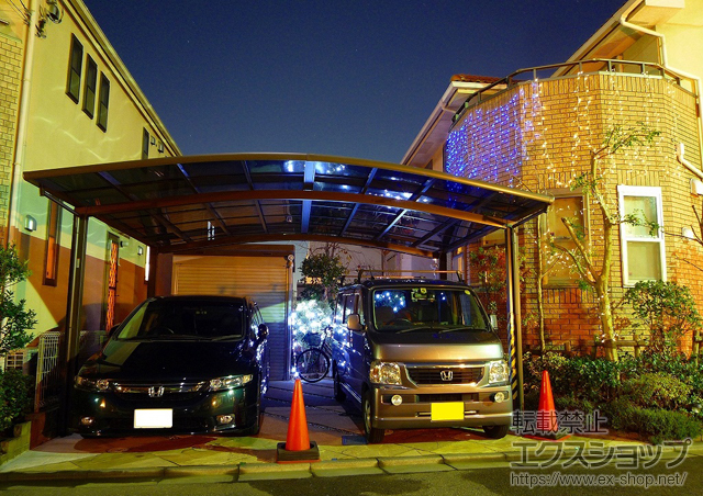 千葉県千葉市のLIXIL リクシル（トステム）のカーポート カーブポートシグマIII ワイド 積雪〜20cm対応 施工例