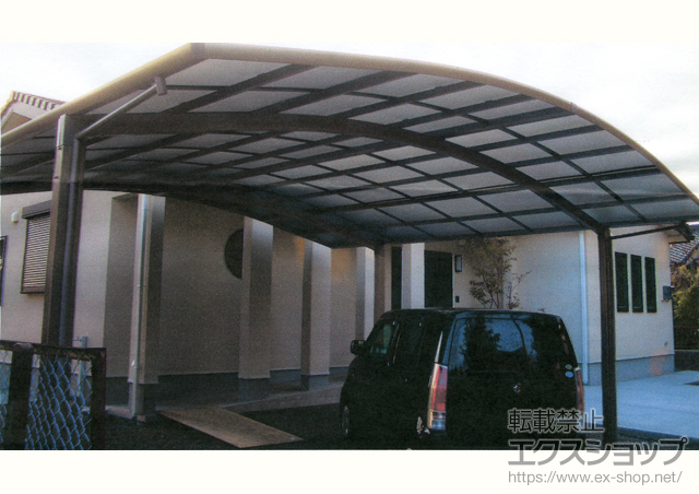 静岡県富士市のLIXIL リクシル（トステム）のカーポート カーブポートシグマIII ワイド 積雪〜30cm対応 施工例