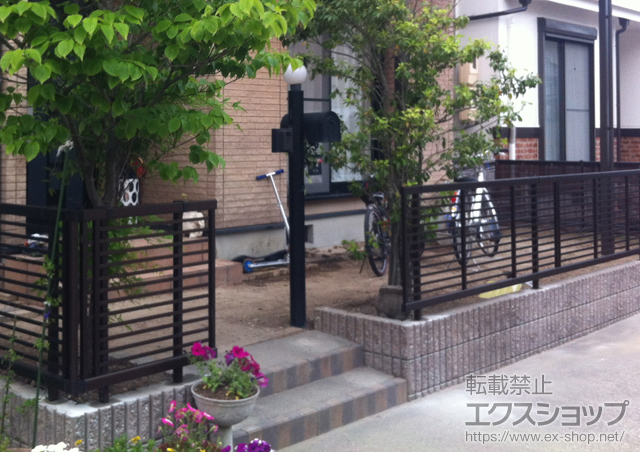 愛知県愛西市町ののフェンス・柵 エクスラインフェンス12型 自由柱使用 施工例