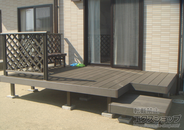 宮城県東松島市のLIXIL リクシル（トステム）のウッドデッキ リコステージII 単体+リコステージII デッキフェンス 施工例