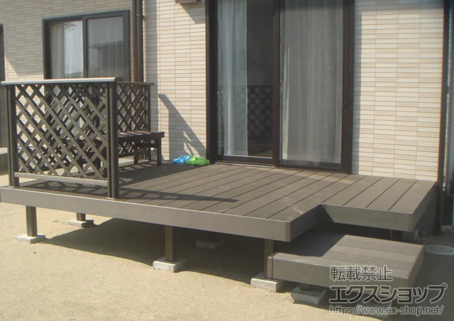 宮城県東松島市のLIXIL リクシル（トステム）のウッドデッキ リコステージII 単体+リコステージII デッキフェンス 施工例