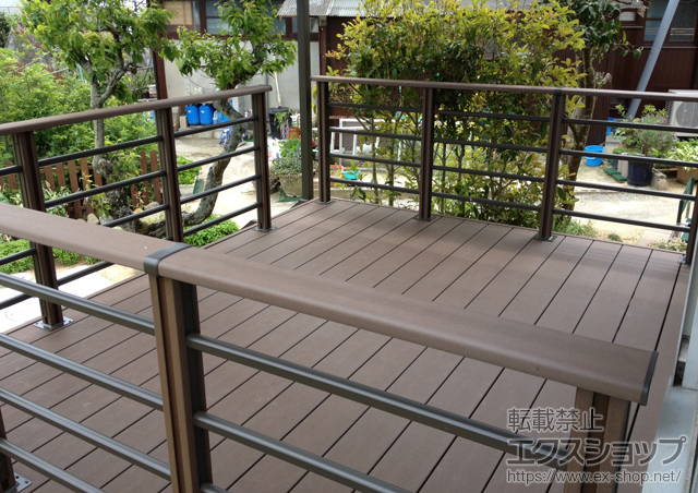 山口県宇部市ののカーポート、二重窓（内窓）、テラス屋根、ウッドデッキ リコステージII 単体+デッキフェンス+ステップ 施工例