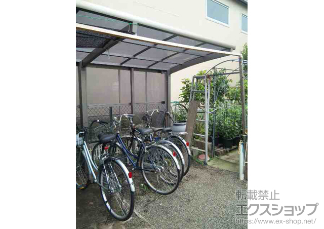 神奈川県大和市のLIXIL リクシル（トステム）のサイクルポート・駐輪場 カーブパークシグマIII パネル1面囲い 積雪〜30cm対応 施工例