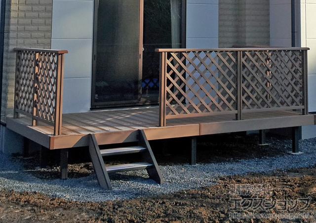 岩手県陸前高田市のLIXIL リクシル（トステム）のウッドデッキ リコステージII+ステップ+デッキフェンス 施工例