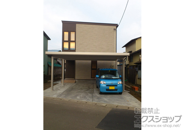 秋田県北秋田市ののカーポート ジーポートneo 積雪100cmＡタイプ 2台用 4本柱 積雪〜100cm対応 施工例