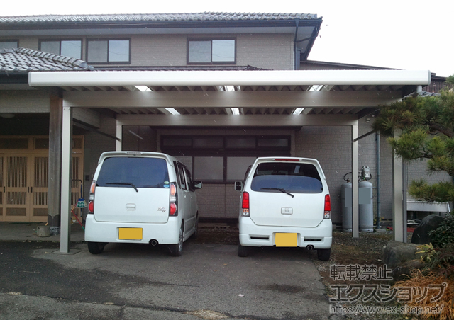 長野県塩尻市ののカーポート レオンポートneo 2台用　横材付き　積雪〜50?対応 施工例