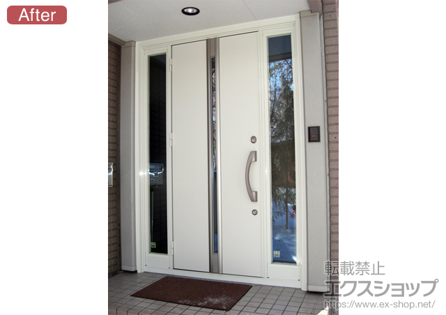 群馬県吾妻郡嬬恋村のの玄関ドア、二重窓（内窓） リシェント 断熱仕様22 両袖LD1型 施工例